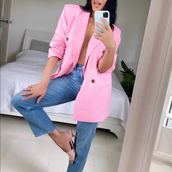 ASOS Design Mom Suit Blazer in Pop Pink - Picture 5 of 8